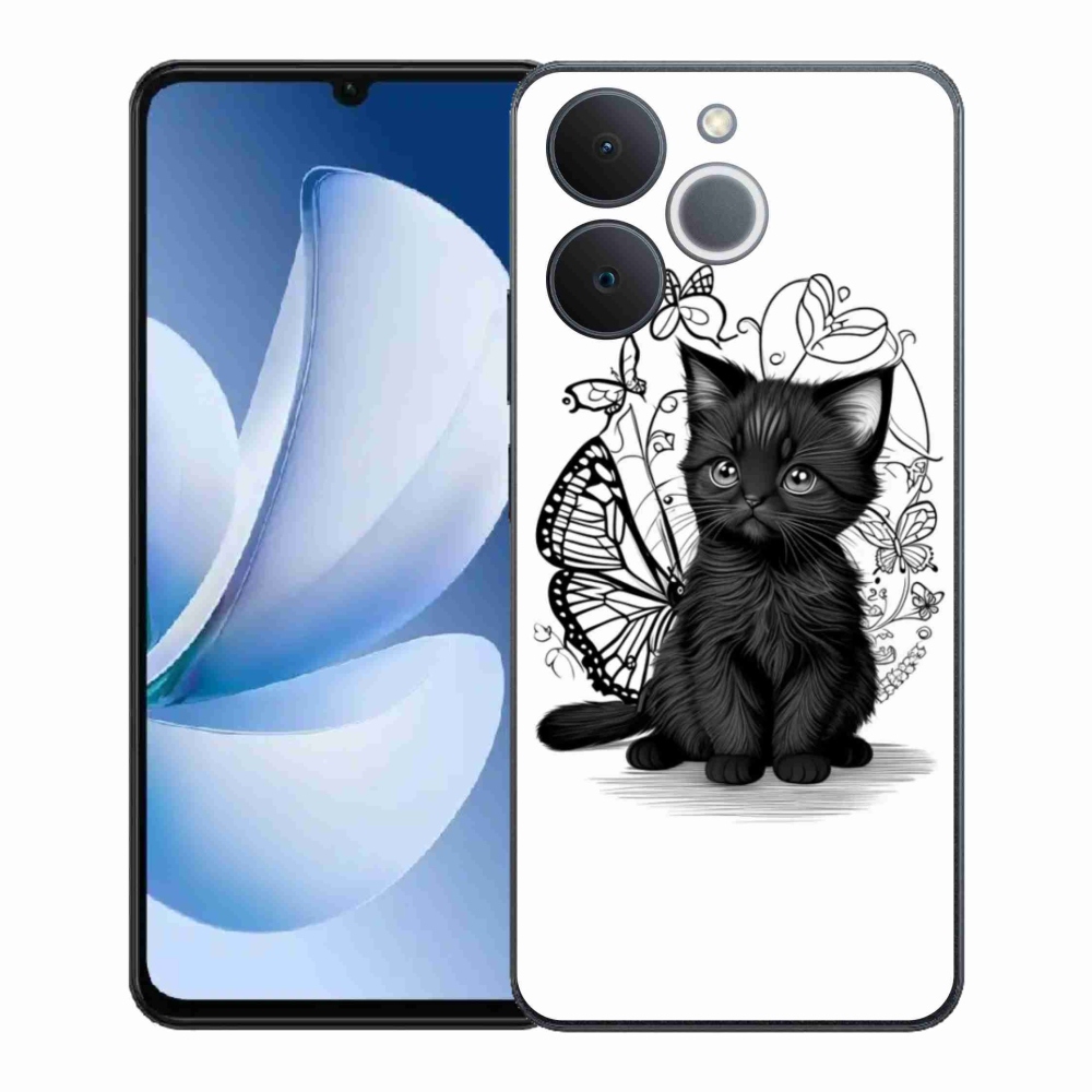 Gél borítás mmCase a Realme Note 70T készülékhez - fekete cica