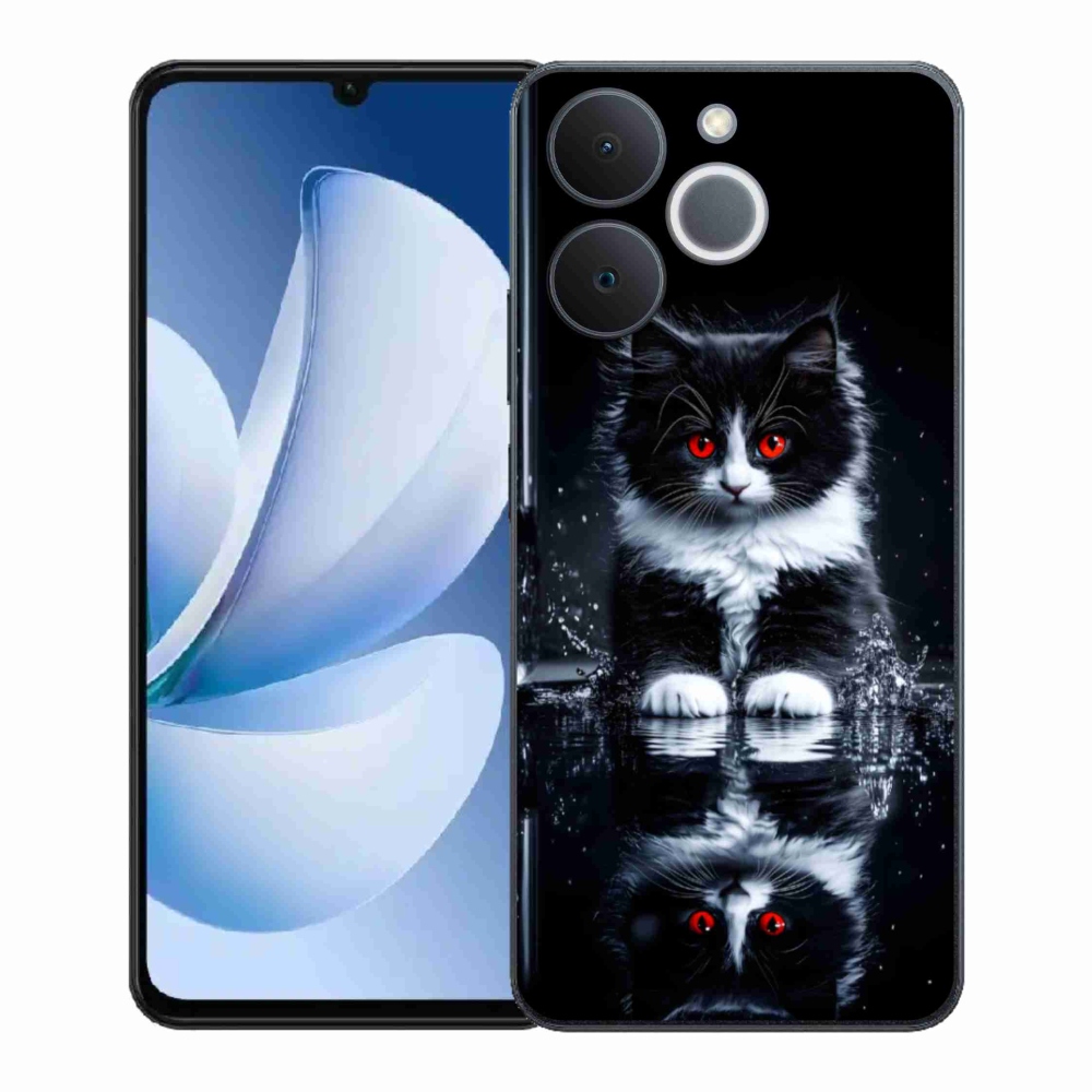Zselés borítás mmCase a Realme Note 70T készülékhez - fekete-fehér cica