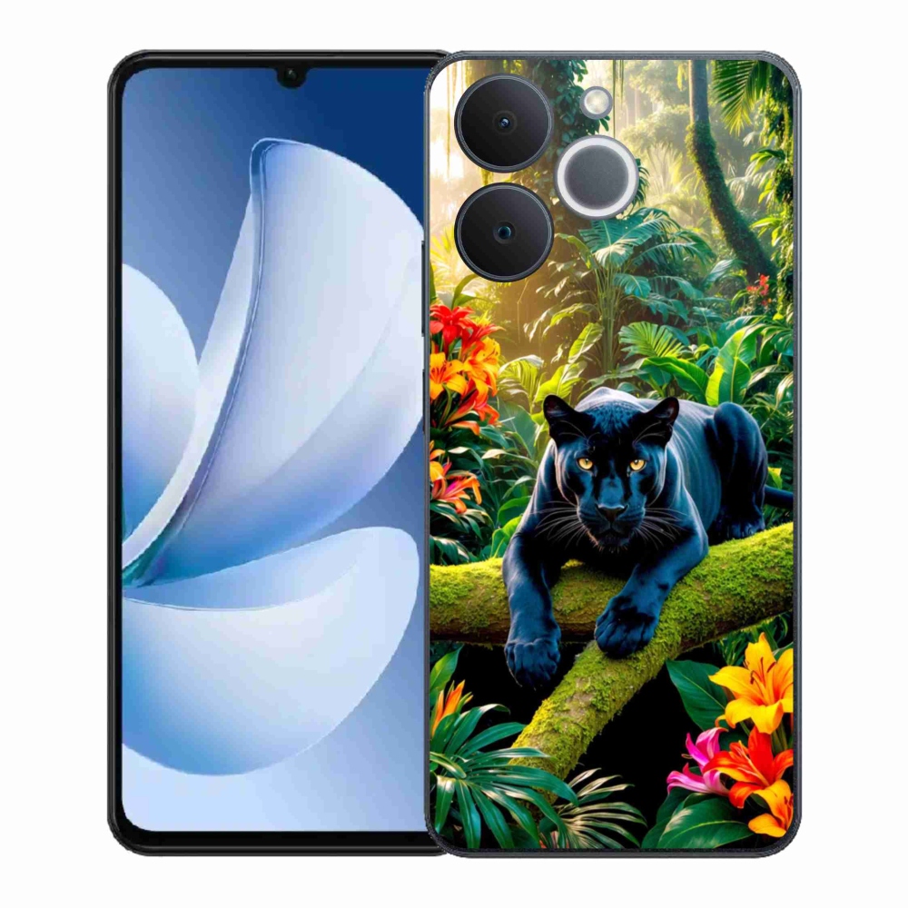 Gél borítás mmCase a Realme Note 70T-hez - fekete párduc a dzsungelben