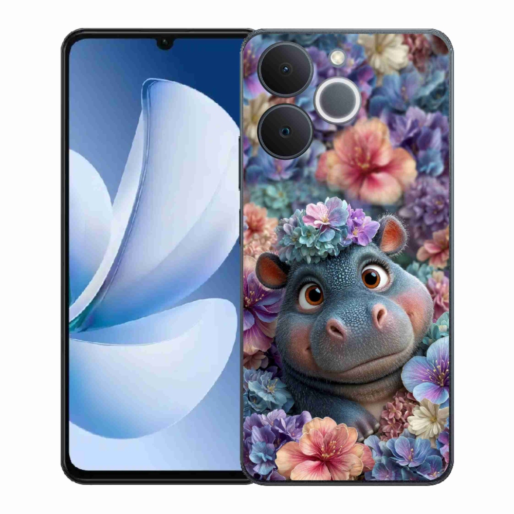 Zselés borító mmCase a Realme Note 70T készülékhez - víziló virágokban