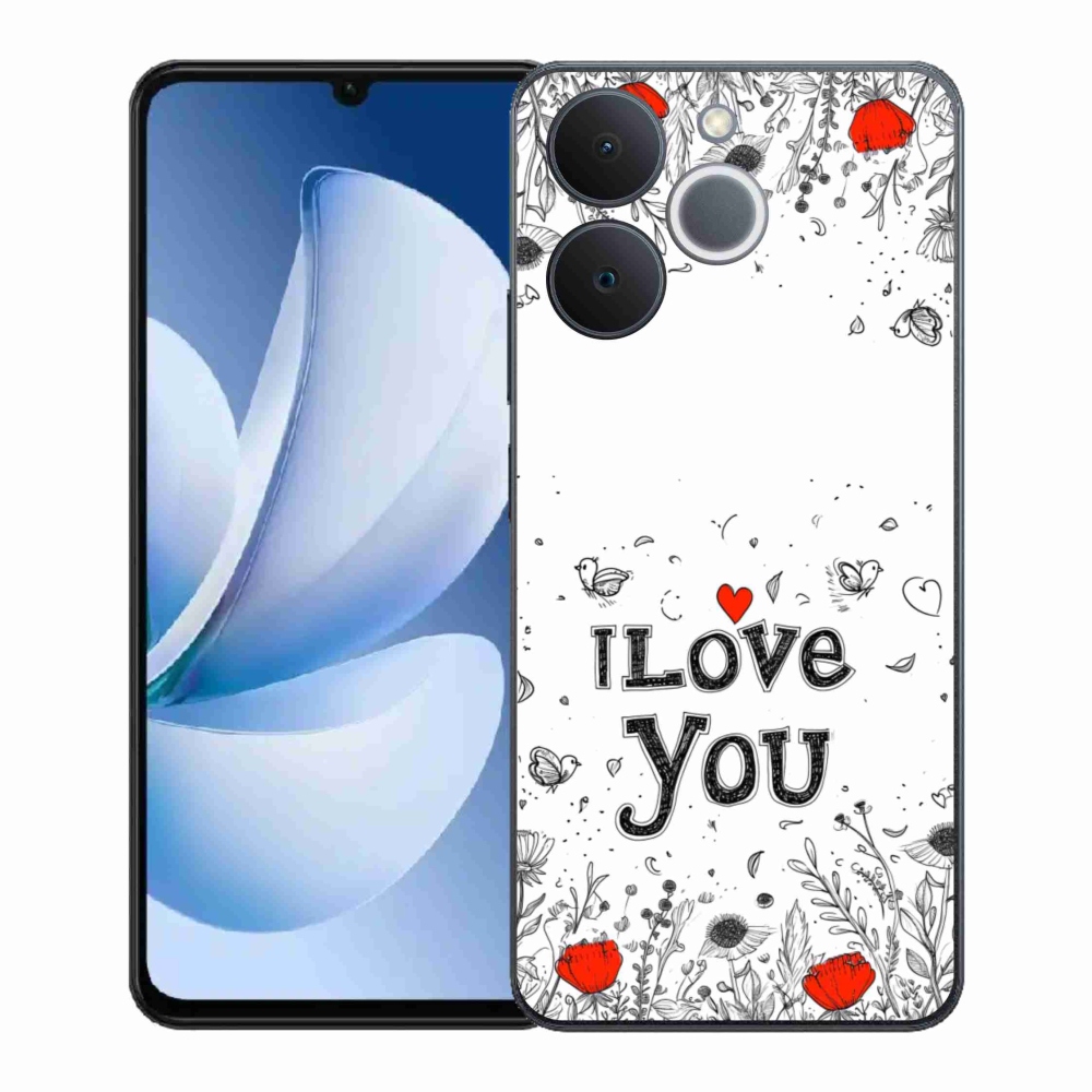 Gél borító mmCase a Realme Note 70T készülékhez - I love you fehér háttérrel