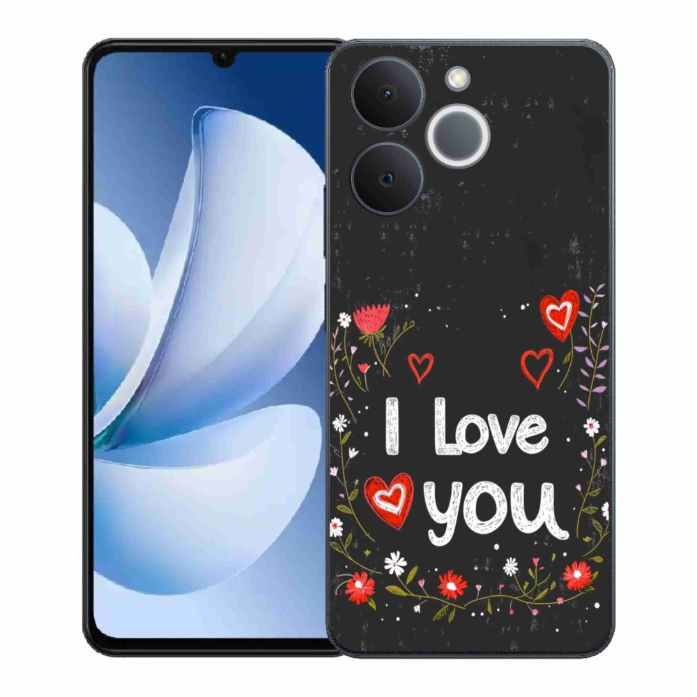 Gél borító mmCase a Realme Note 70T-hez - Szeretlek fekete háttérrel