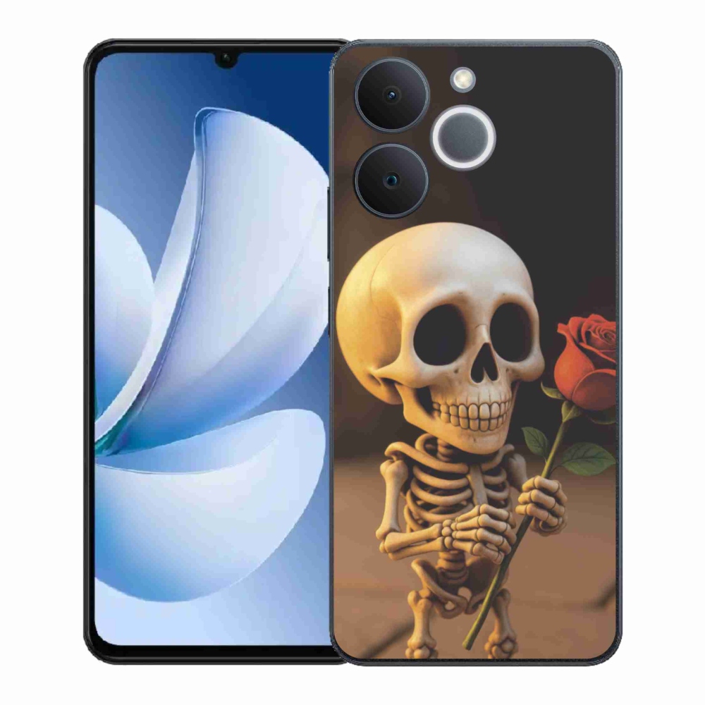 Gél borítás mmCase a Realme Note 70T-hez - csontváz rózsával