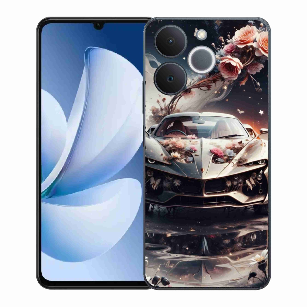 Gél borítás mmCase a Realme Note 70T-hez - virágos sportkocsihoz