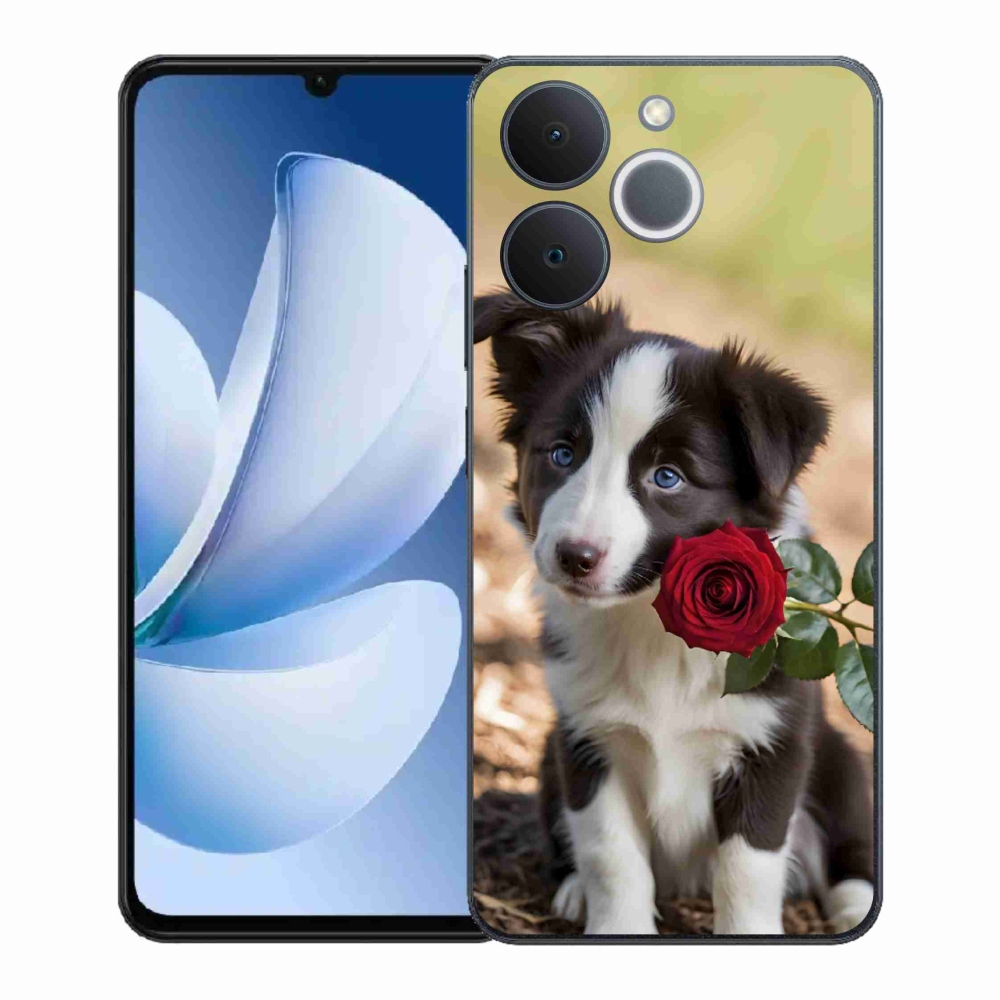 Gél borító mmCase a Realme Note 70T-hez - aranyos border collie rózsával