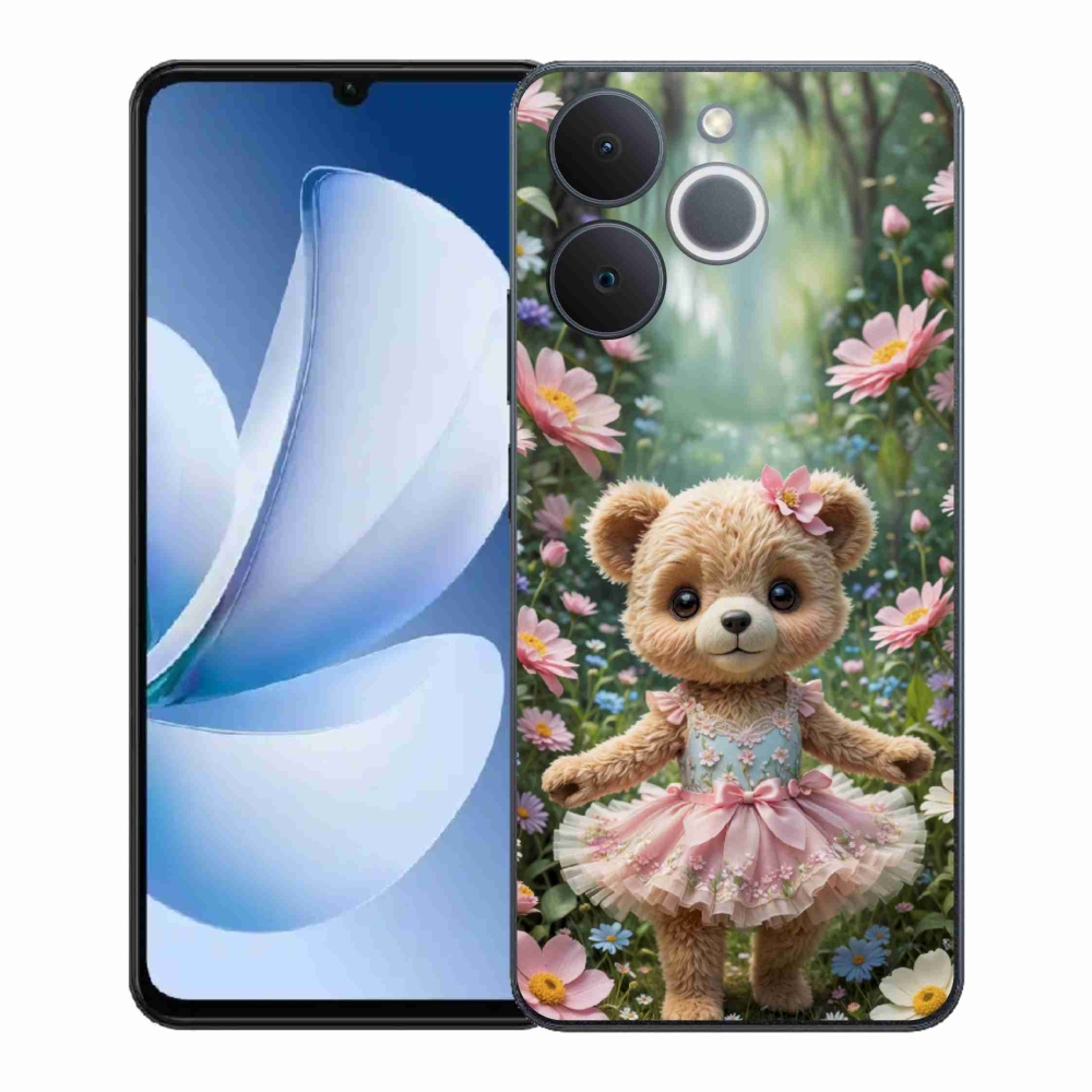 Zselés borítás mmCase a Realme Note 70T számára - aranyos virágos mackó