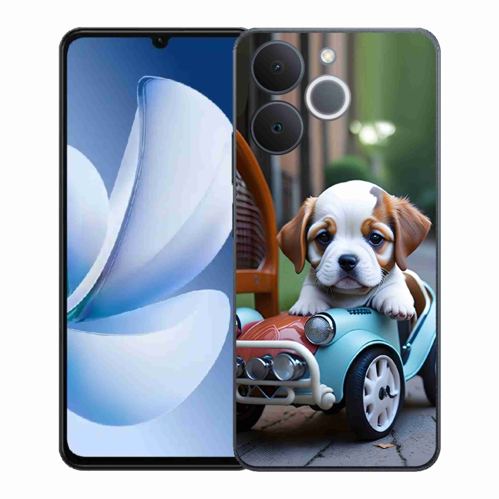 Gél borítás mmCase a Realme Note 70T-hez - kiskutya retro autóban
