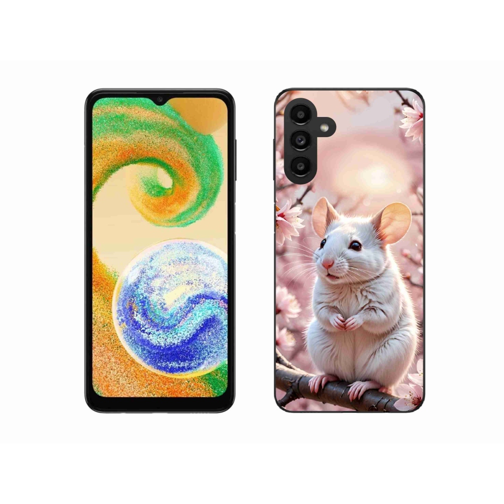 Zselés borító mmCase Samsung Galaxy A04s (164,7x76,7x9,1 mm) - fehér egér az ágon