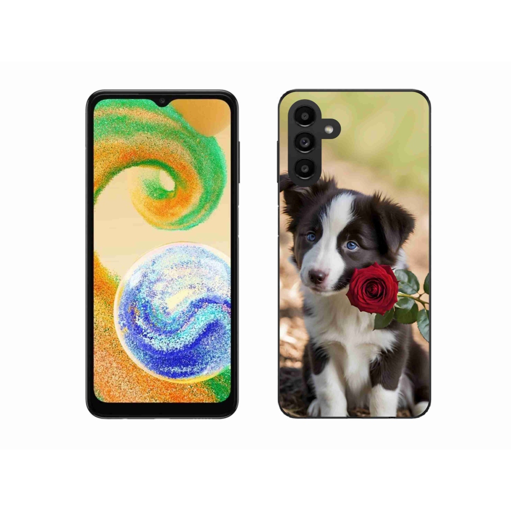 Zselés borító mmCase Samsung Galaxy A04s (164,7x76,7x9,1 mm) - aranyos border collie rózsával