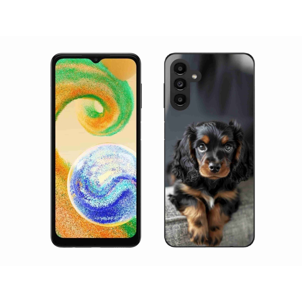 Zselés borítás mmCase Samsung Galaxy A04s (164,7x76,7x9,1 mm) - aranyos hosszúszőrű tacskóhoz