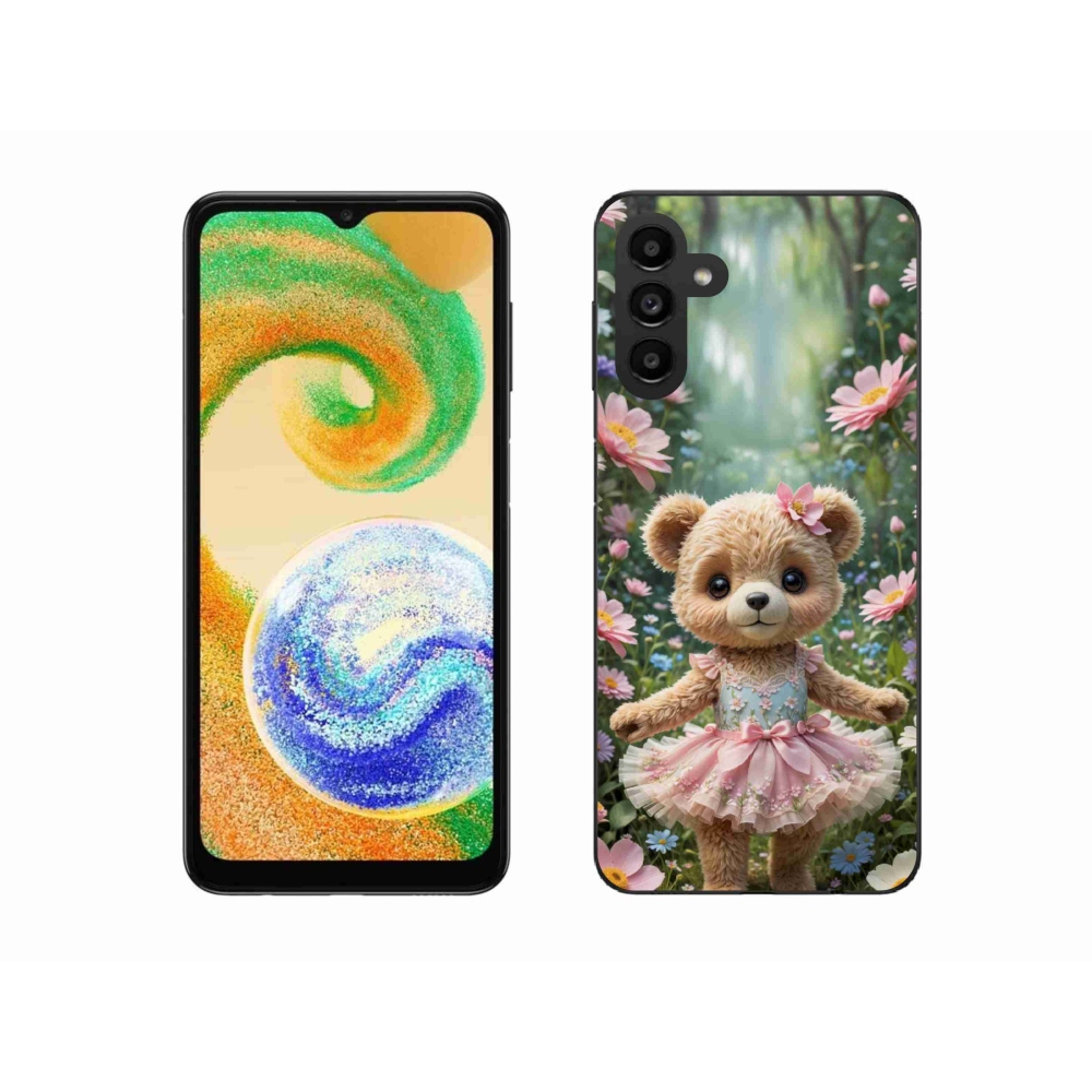 Zselés borítás mmCase Samsung Galaxy A04s (164,7x76,7x9,1 mm) - aranyos virágos mackó