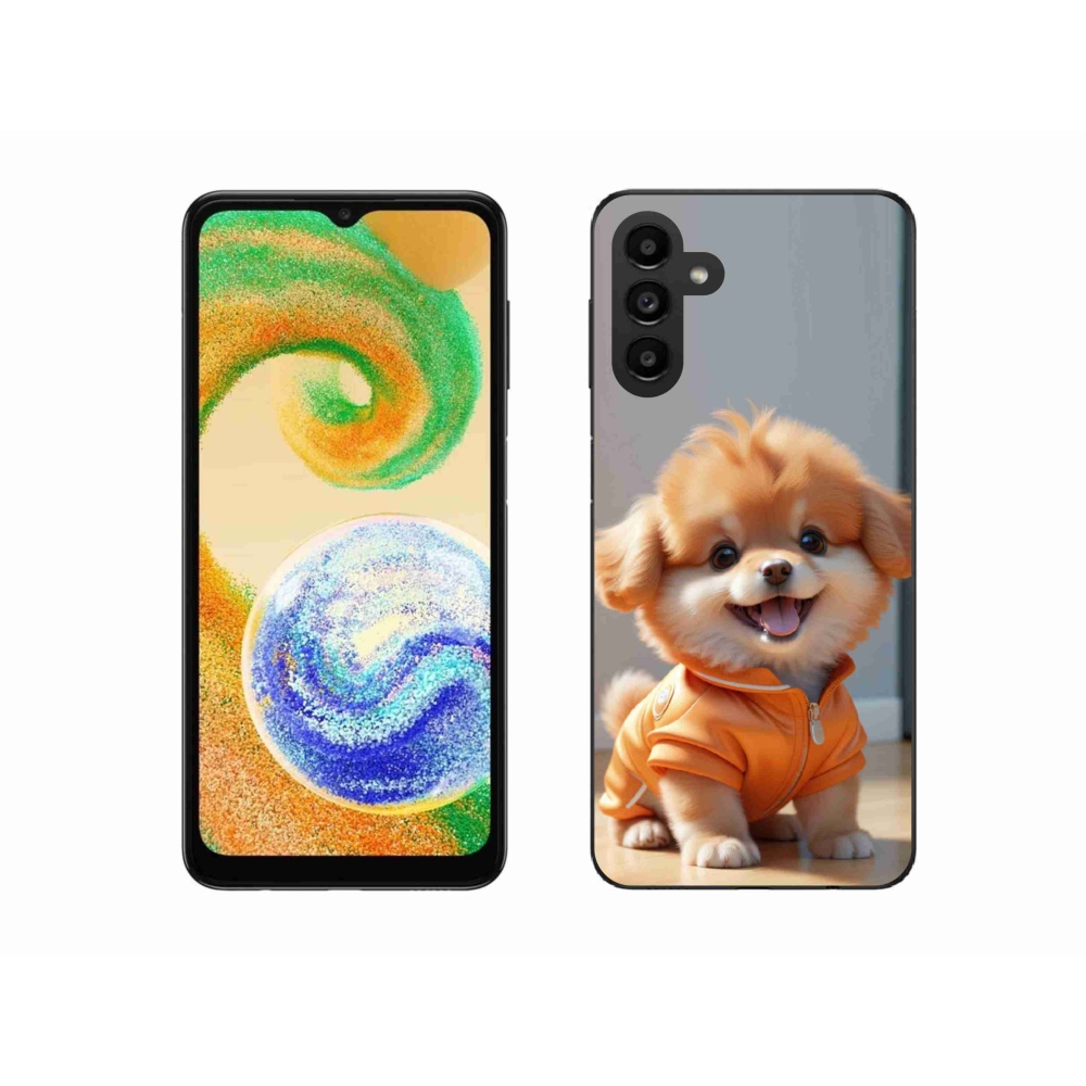 Zselés borító mmCase Samsung Galaxy A04s (164,7x76,7x9,1 mm) - aranyos pomerániai pulóverben
