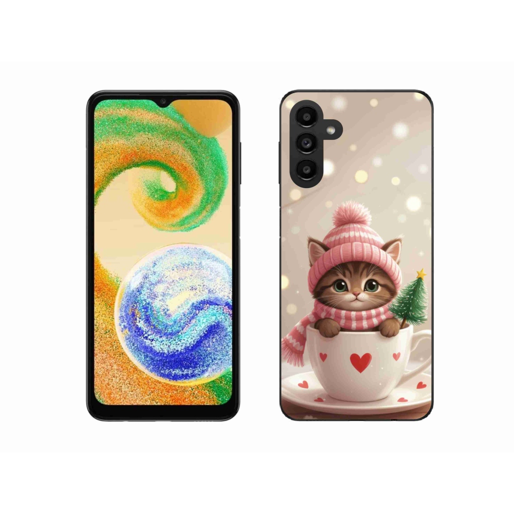Zselés borítás mmCase Samsung Galaxy A04s (164,7x76,7x9,1 mm) - Karácsonyi cica a csészében