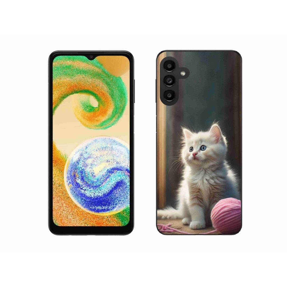 Gél védőhuzat mmCase Samsung Galaxy A04s készülékhez - fehér cica 2