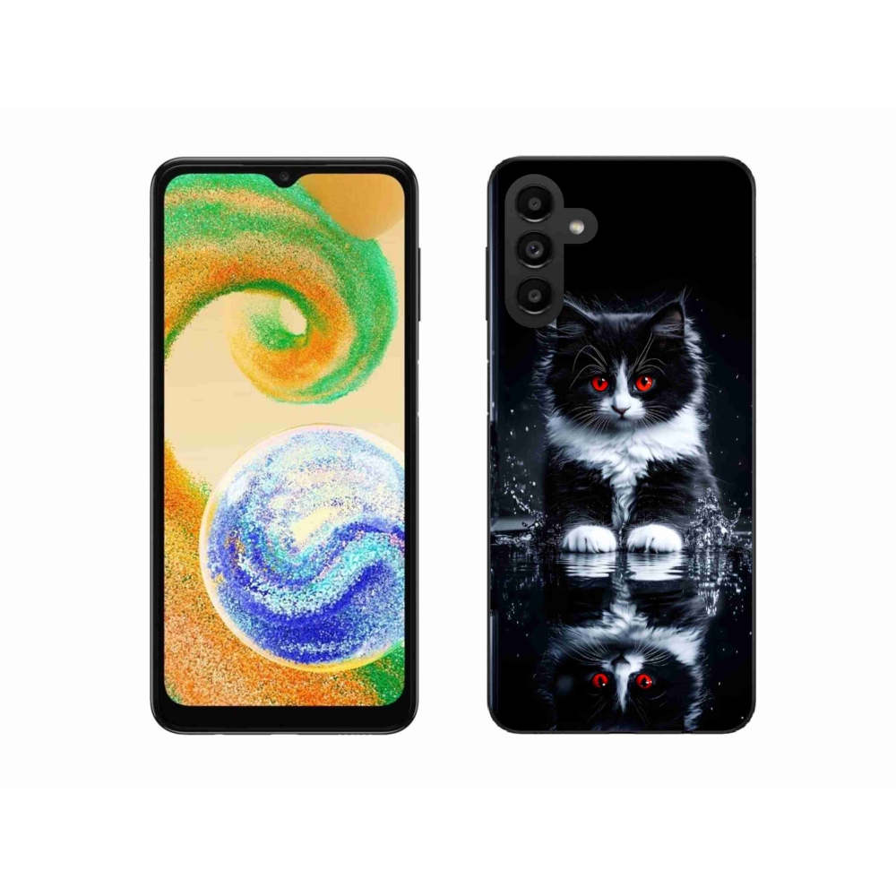 Zselés borítás mmCase Samsung Galaxy A04s készülékhez - fekete-fehér cica