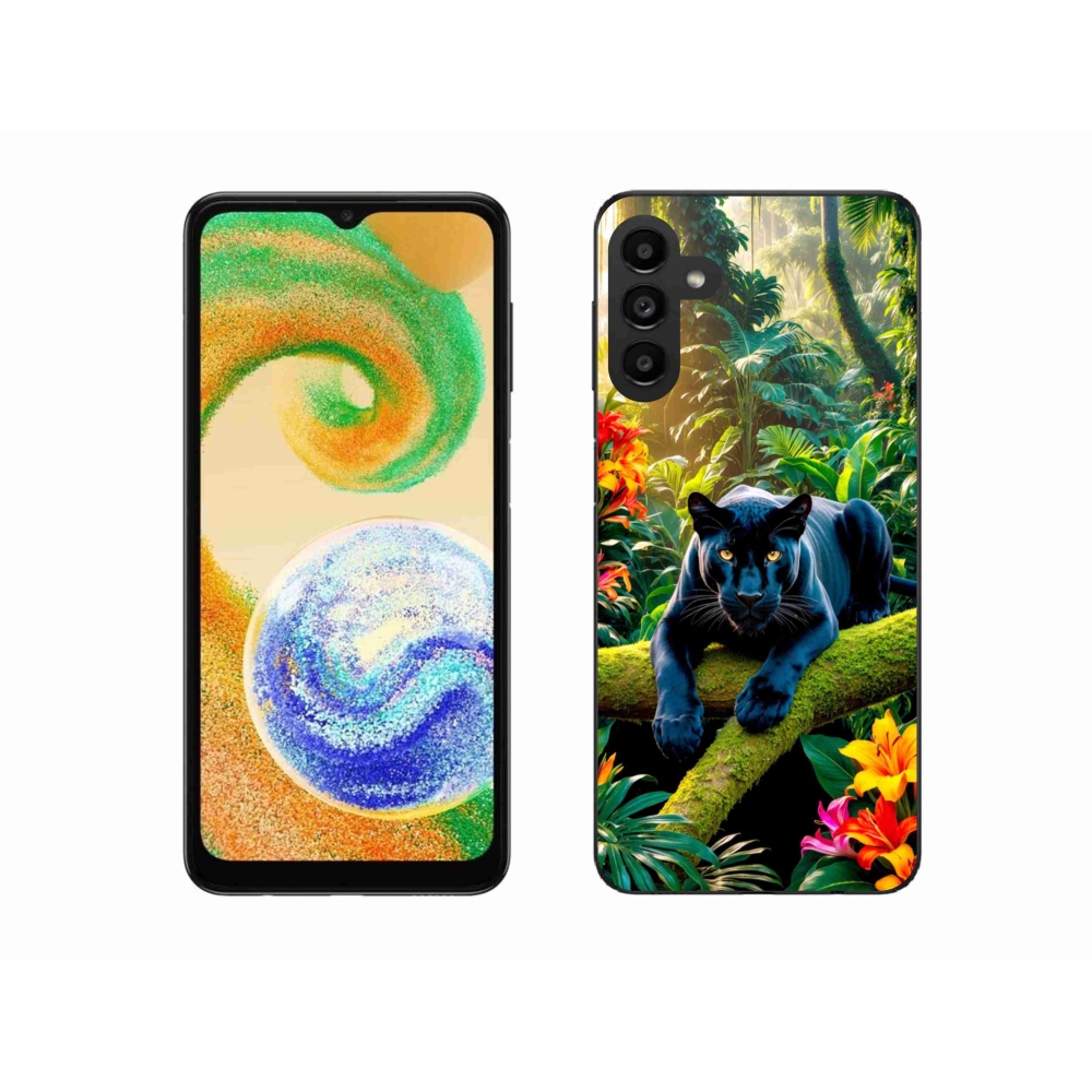 Gél borítás mmCase Samsung Galaxy A04s készülékhez - fekete párduc a dzsungelben