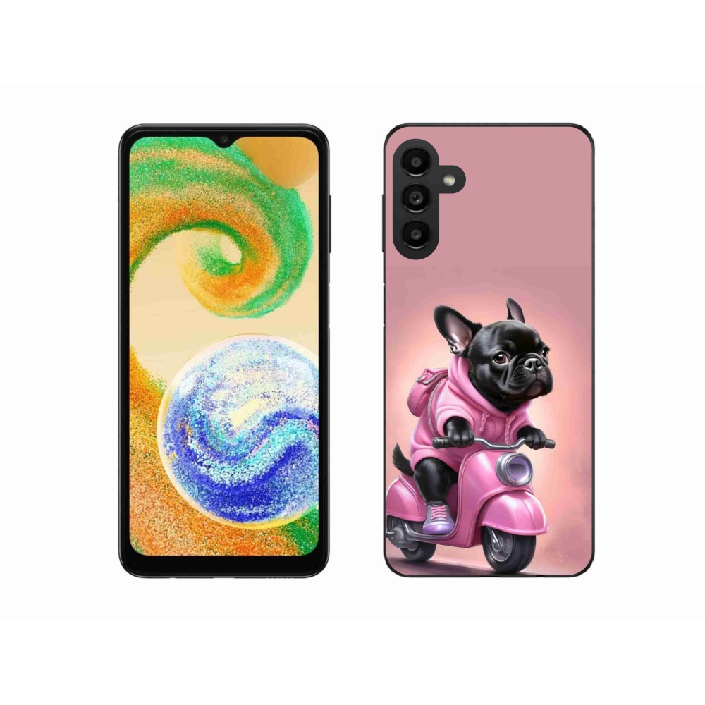 Gél borítás mmCase Samsung Galaxy A04s készülékhez - francia bulldog egy robogón