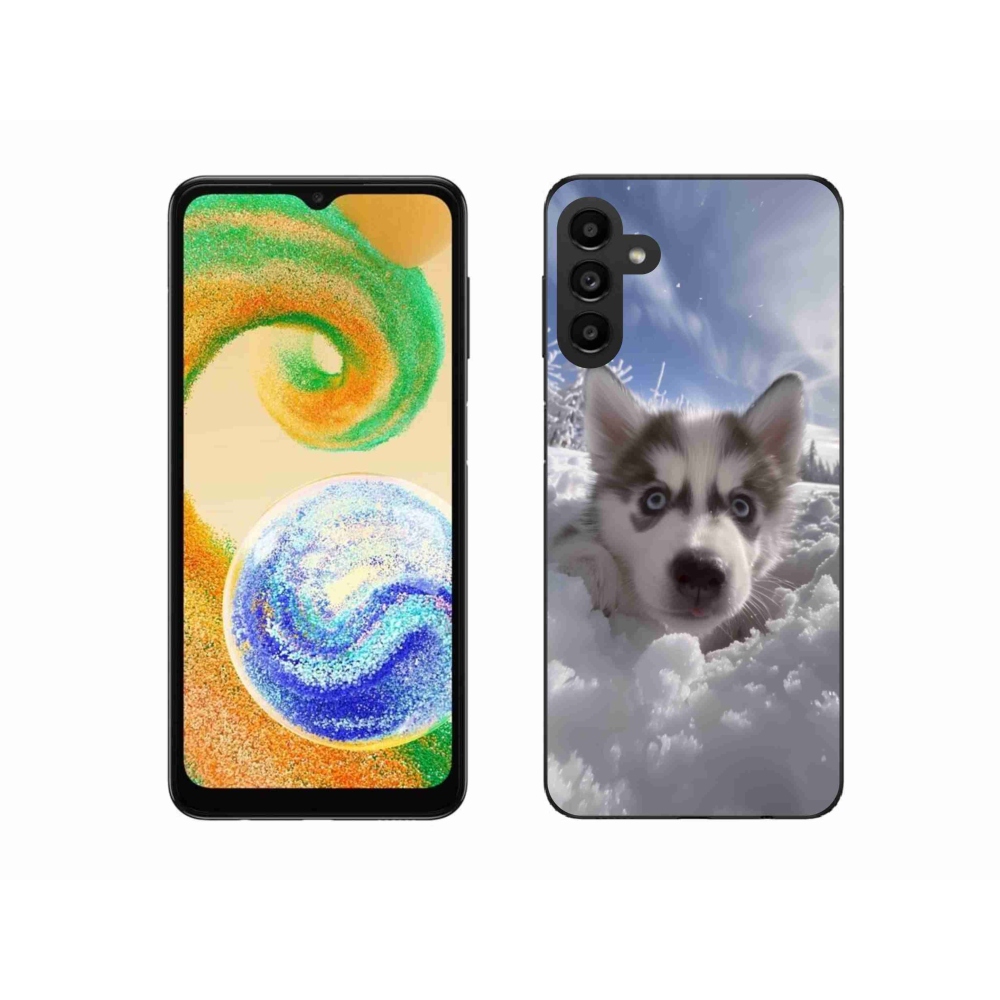 Gél borítás mmCase Samsung Galaxy A04s készülékhez - husky a hóban