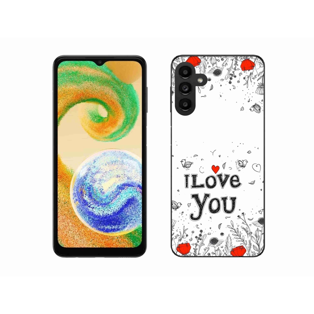 Gél borító mmCase Samsung Galaxy A04s készülékhez - I love you fehér háttérrel