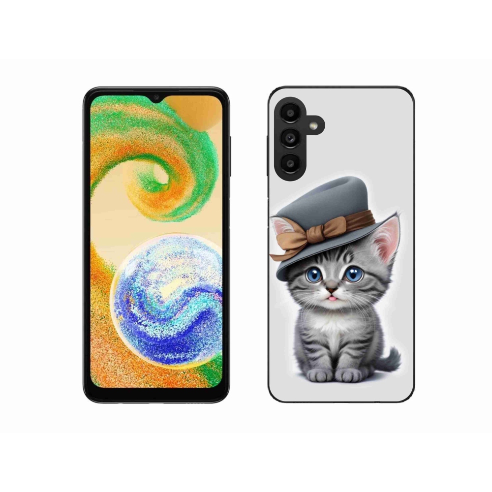 Gél borítás mmCase Samsung Galaxy A04s készülékhez - cica sapkával