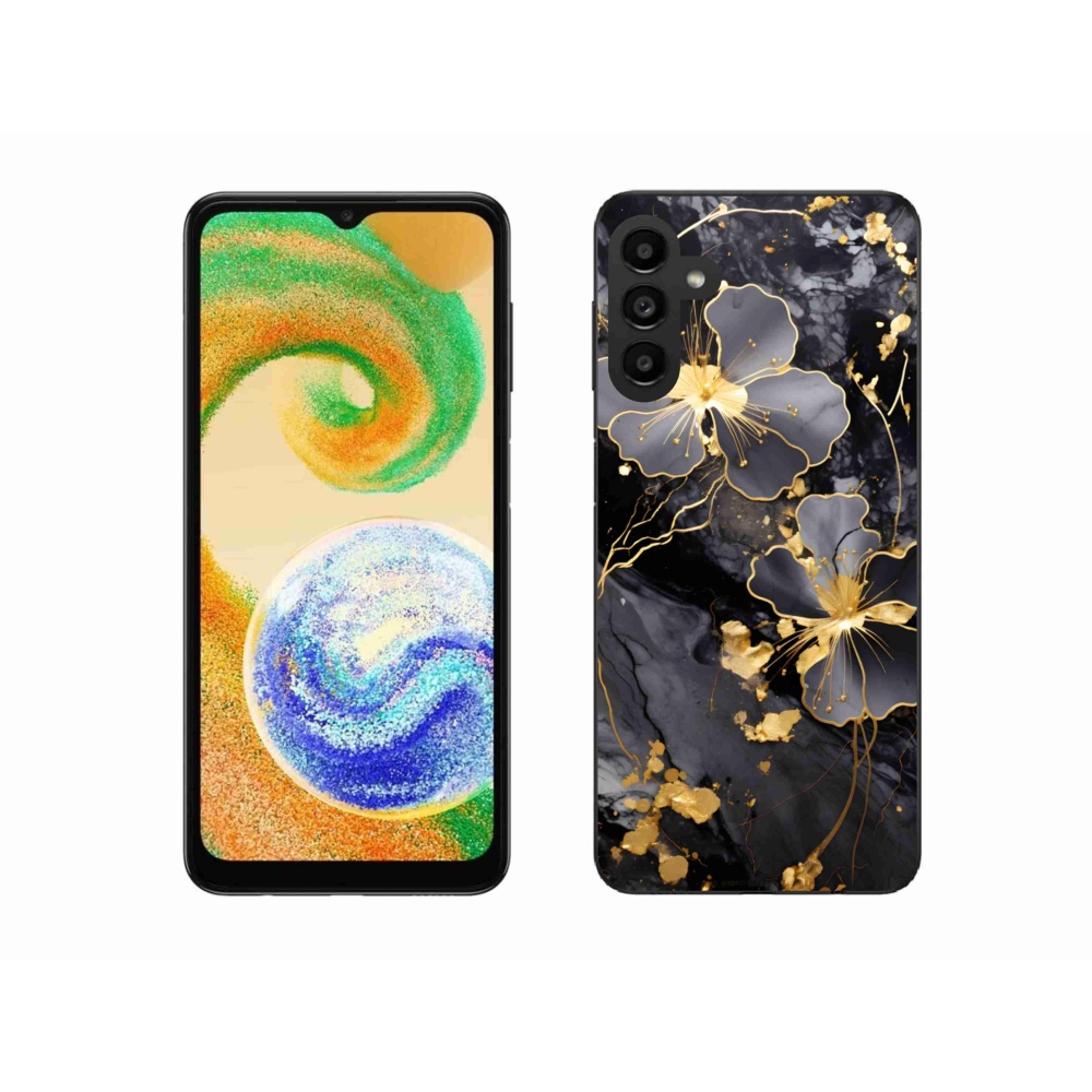 Zselés borítás mmCase Samsung Galaxy A04s készülékhez - arany virágok