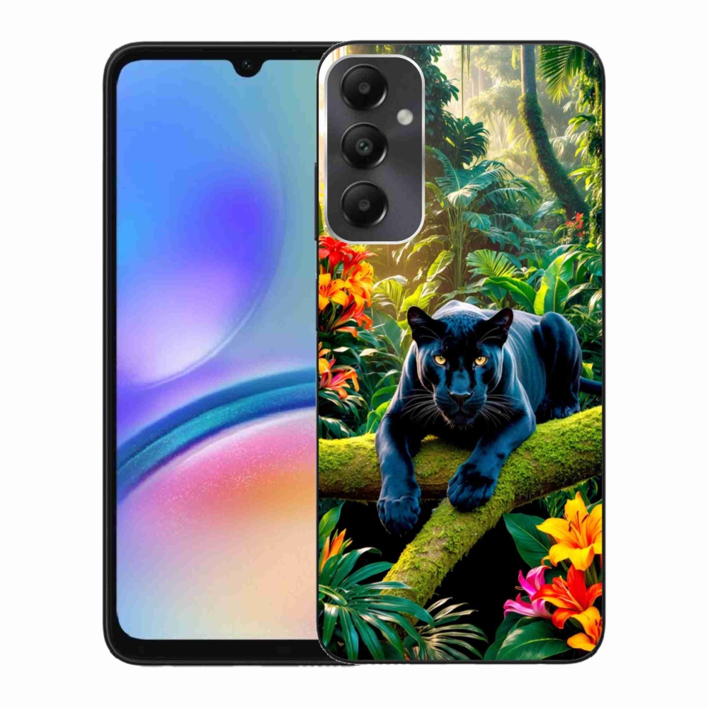 Gél borítás mmCase Samsung Galaxy A05s készülékhez - fekete párduc a dzsungelben