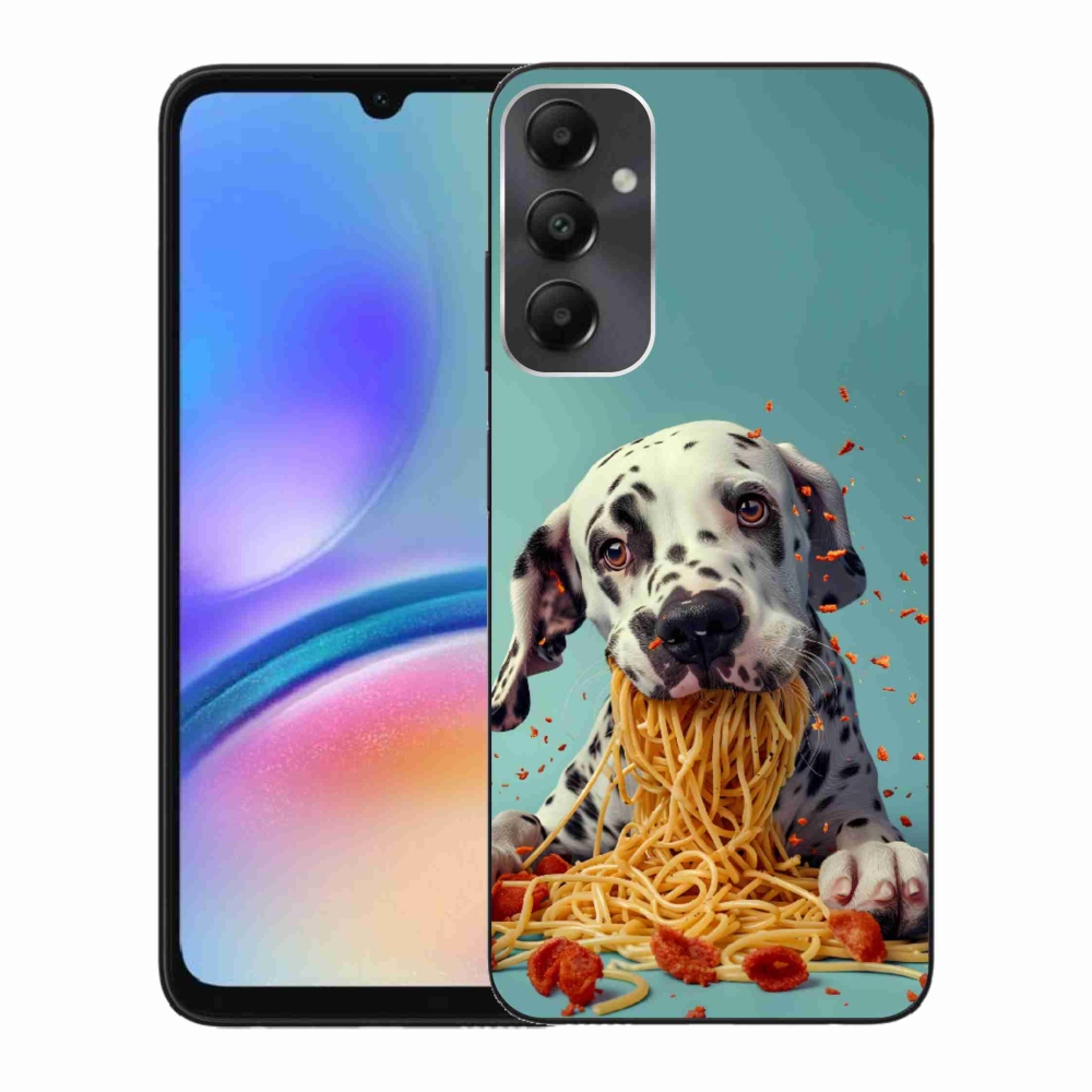 Zselés borítás mmCase Samsung Galaxy A05s készülékhez - Dalmata és spagetti
