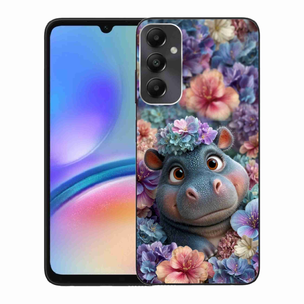 Zselés borítás mmCase Samsung Galaxy A05s készülékhez - víziló virágokban