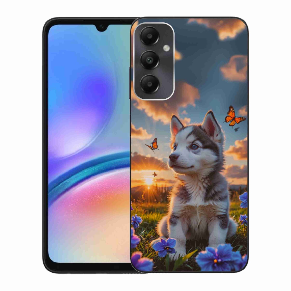 Gél borítás mmCase Samsung Galaxy A05s készülékhez - husky a naplementében