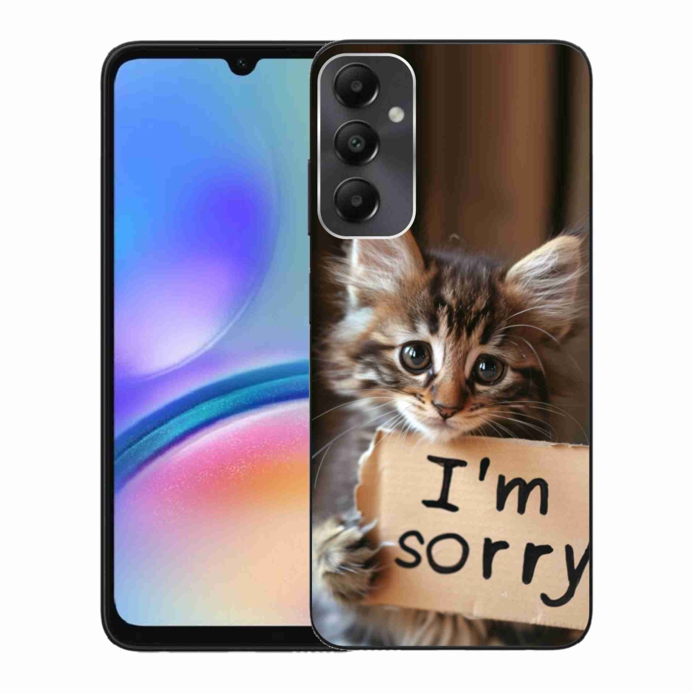 Zselés borítás mmCase Samsung Galaxy A05s készülékhez - macska bocsánatkérés