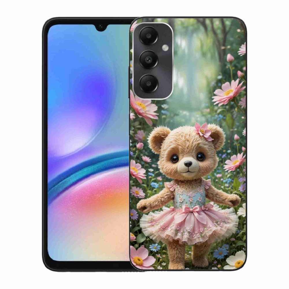 Gél borítás mmCase Samsung Galaxy A05s készülékhez - aranyos mackó virágokkal