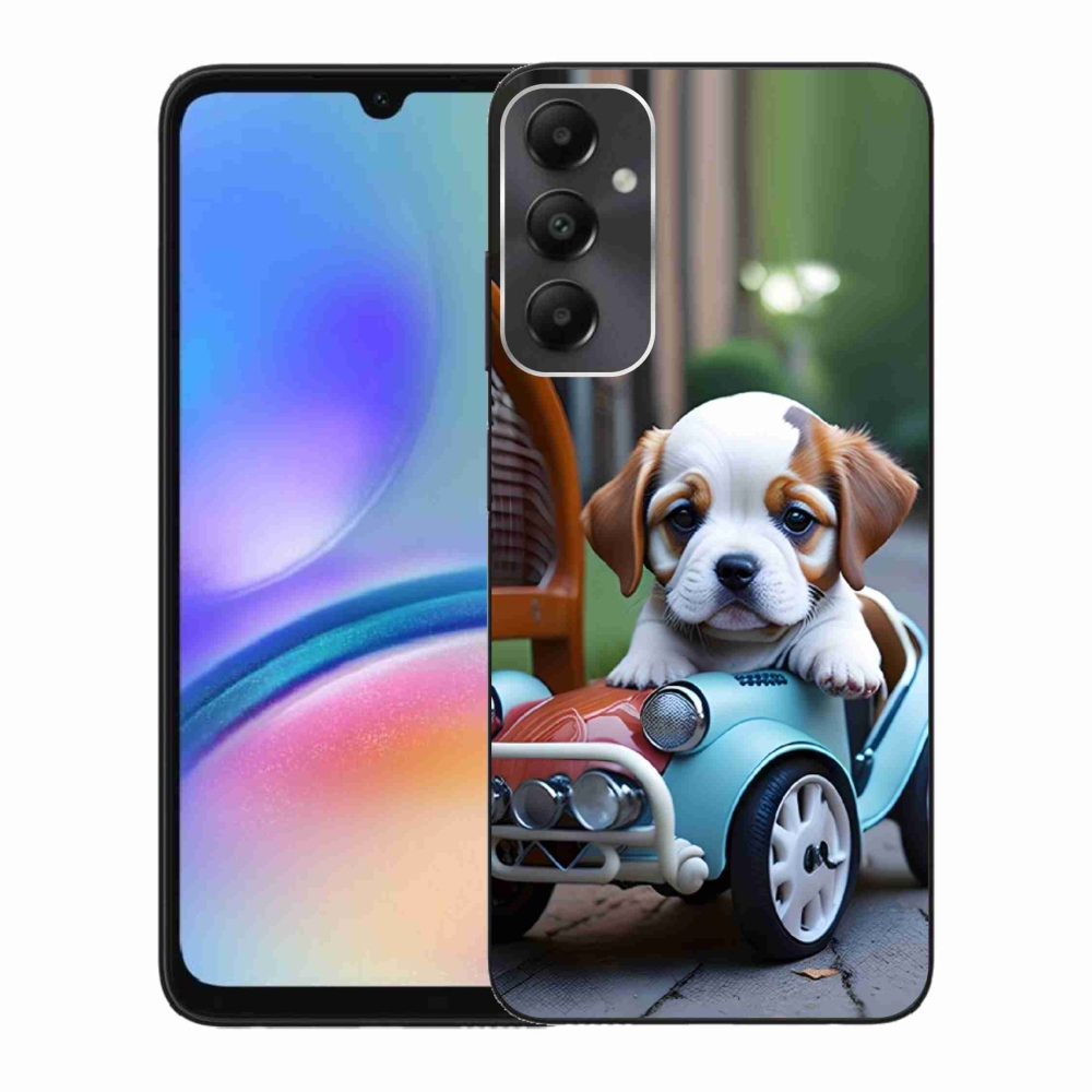 Gél borítás mmCase Samsung Galaxy A05s - kiskutya retro autóban