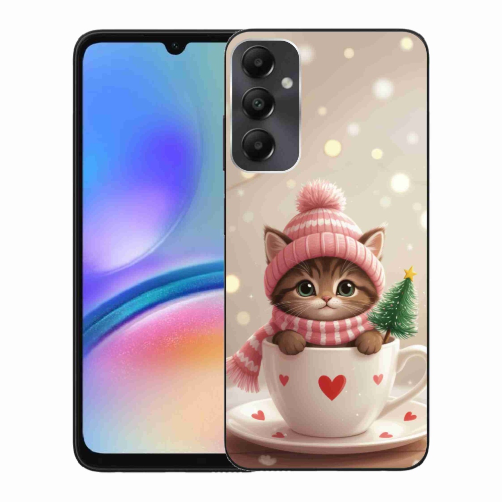 Gél borítás mmCase Samsung Galaxy A05s készülékhez - Karácsonyi cica a csészében
