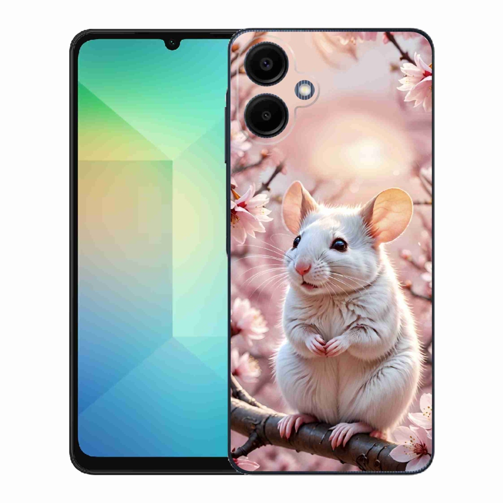 Zselés borítás mmCase Samsung Galaxy A06-hoz - fehér egér az ágon