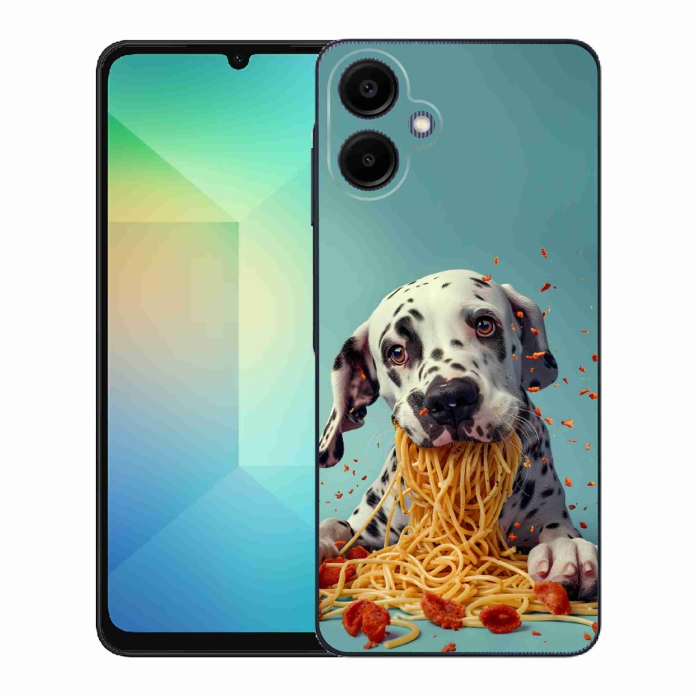 Zselés borítás mmCase Samsung Galaxy A06-hoz - Dalmata és spagetti