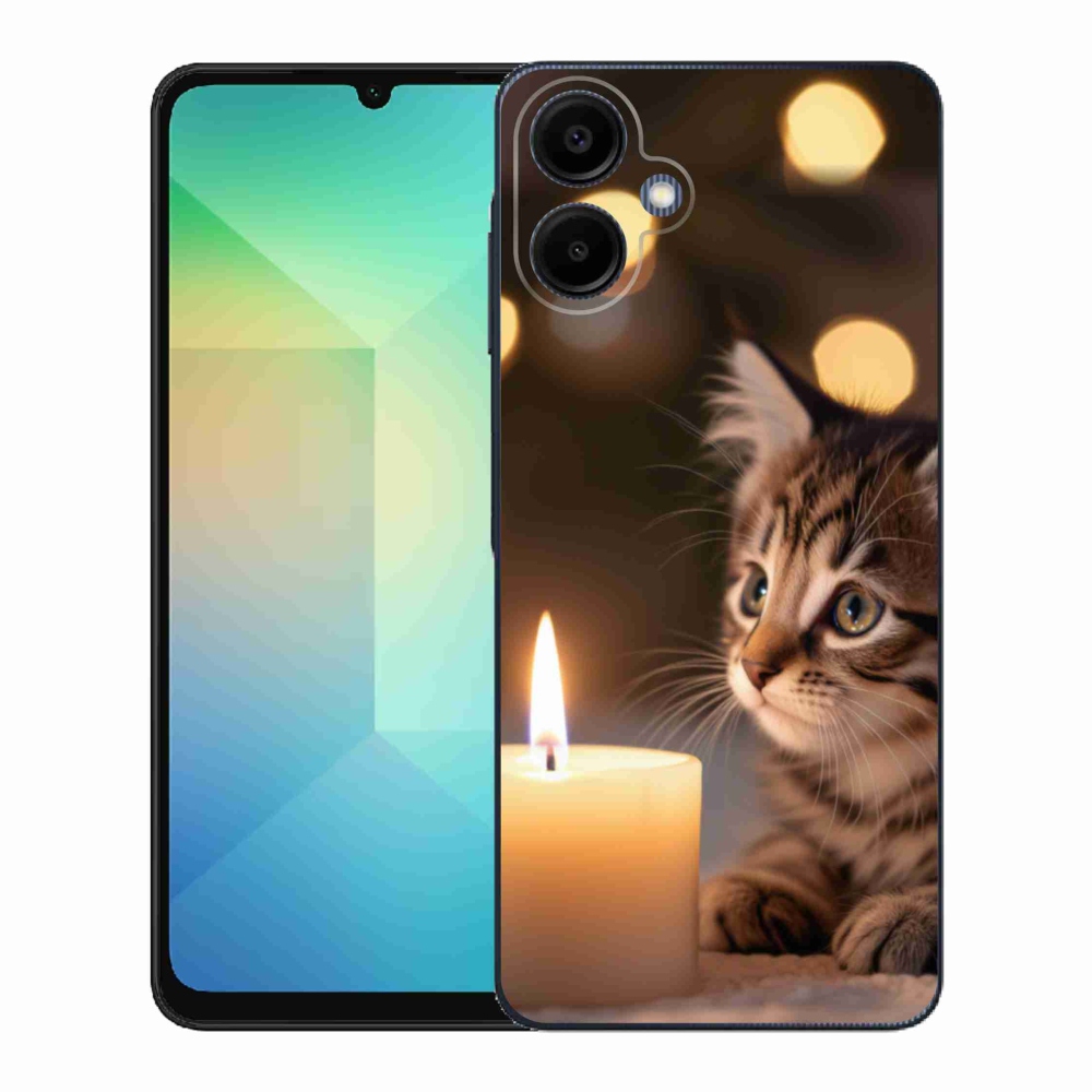 Gél borítás mmCase Samsung Galaxy A06-hoz - cica és gyertya