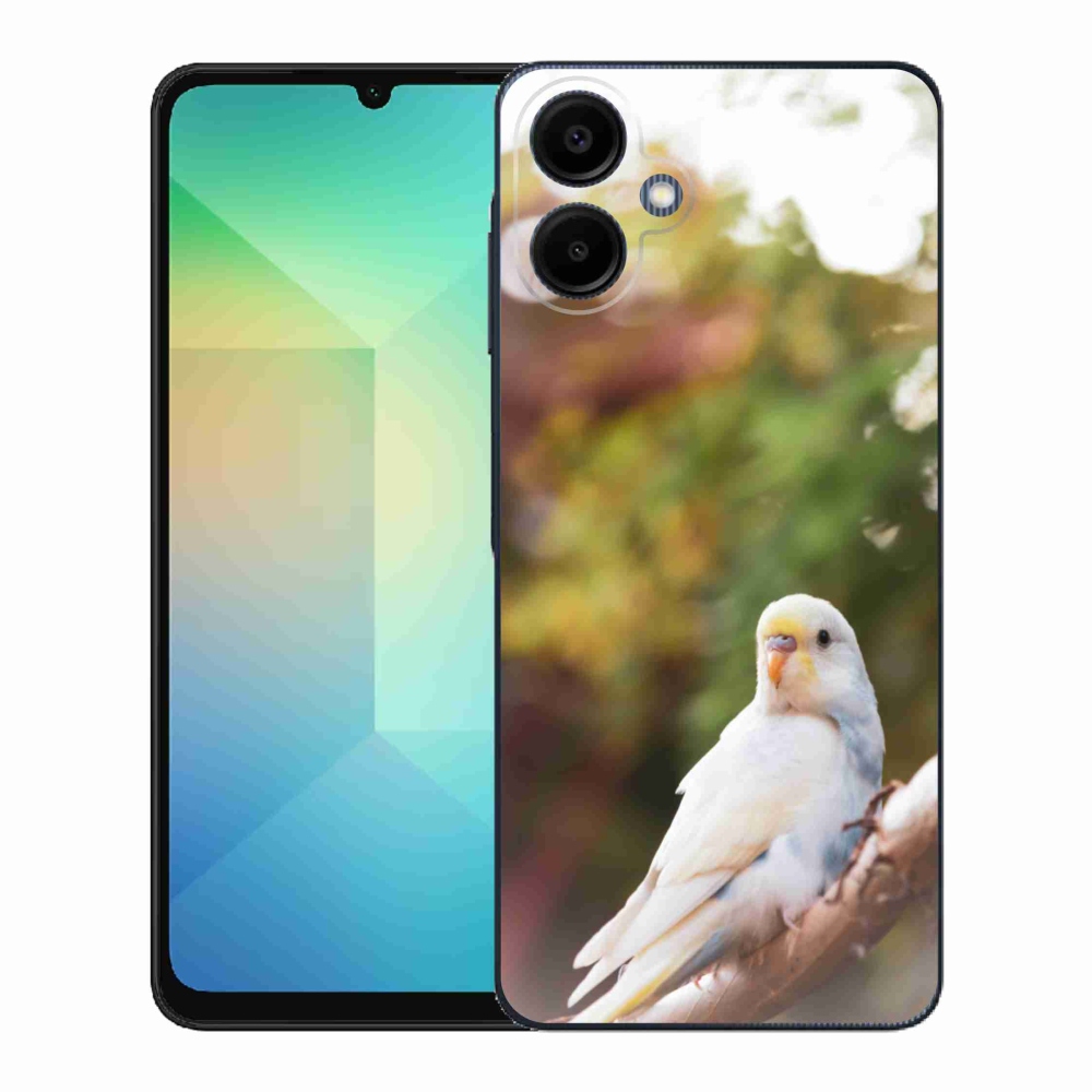 Zselés borítás mmCase Samsung Galaxy A06-hoz - papagáj andulka fehér