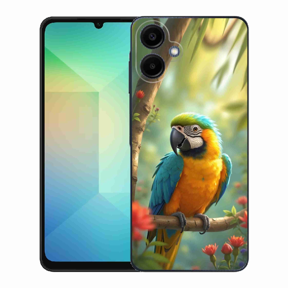 Gél borítás mmCase Samsung Galaxy A06 - papagáj ara kék és sárga