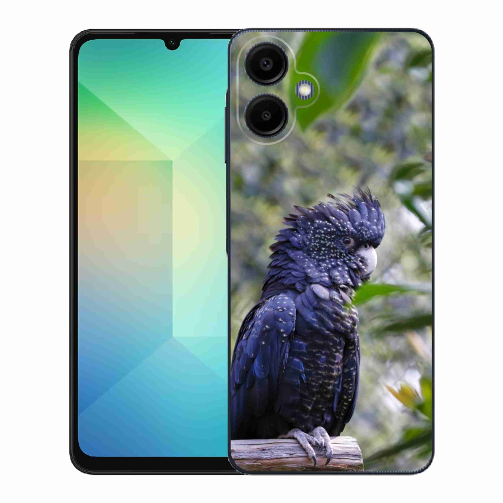 Zselés borítás mmCase Samsung Galaxy A06 készülékhez - papagáj kakadu fekete
