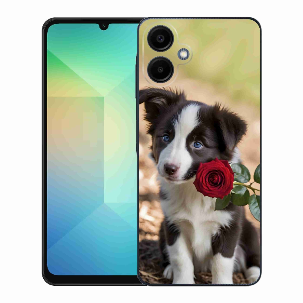Gél borító mmCase Samsung Galaxy A06-hoz - aranyos border collie rózsával