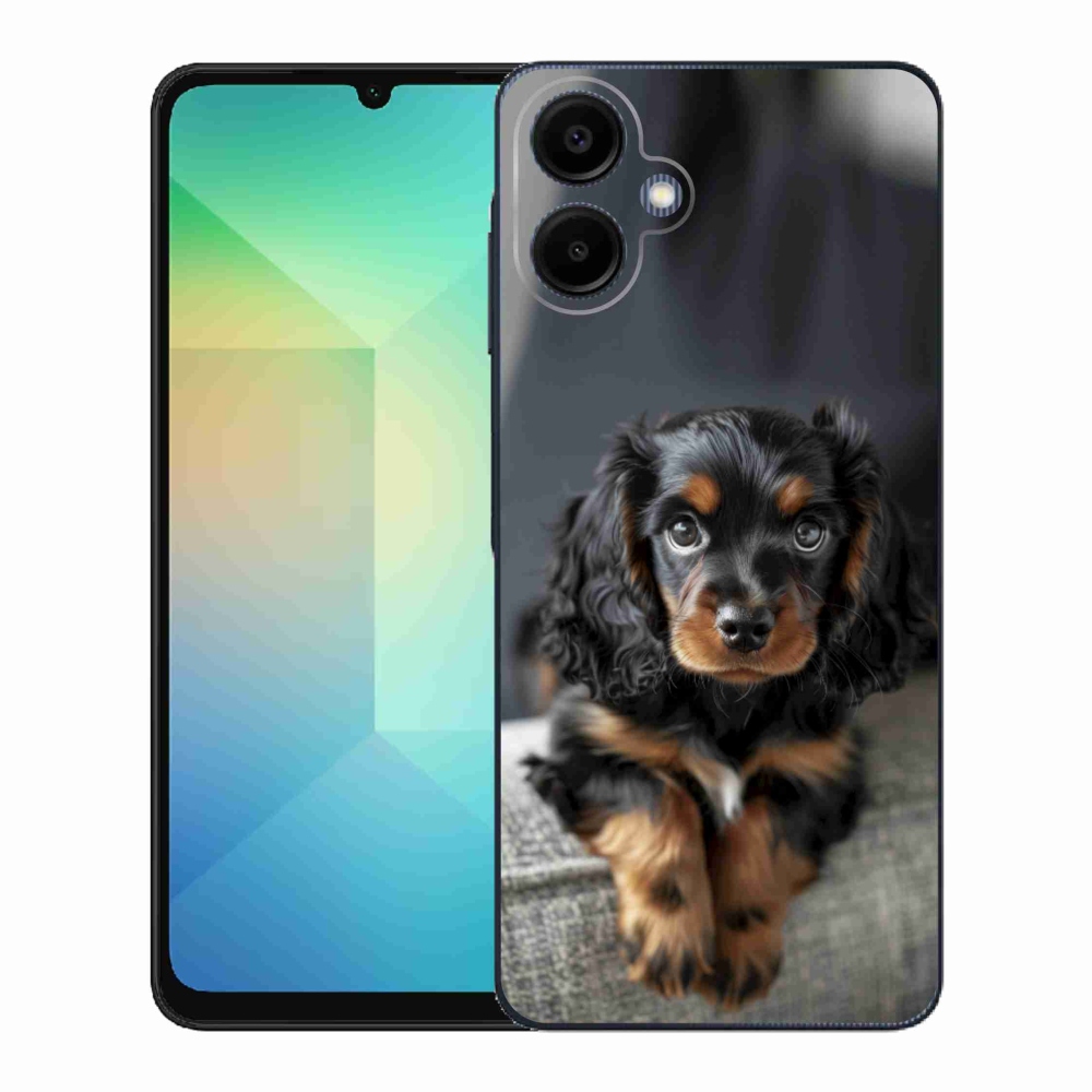Gél borítás mmCase Samsung Galaxy A06-hoz - aranyos hosszú szőrű tacskó