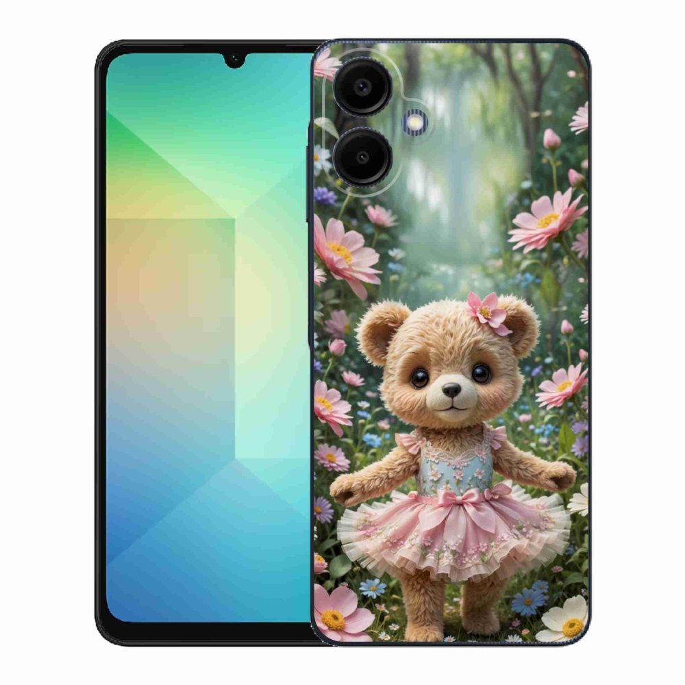 Gél borítás mmCase Samsung Galaxy A06-hoz - aranyos mackó virágokkal