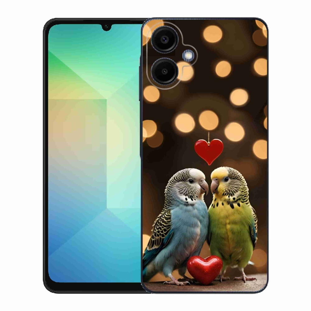 Gél borítás mmCase Samsung Galaxy A06-hoz - szerelmes papagájok