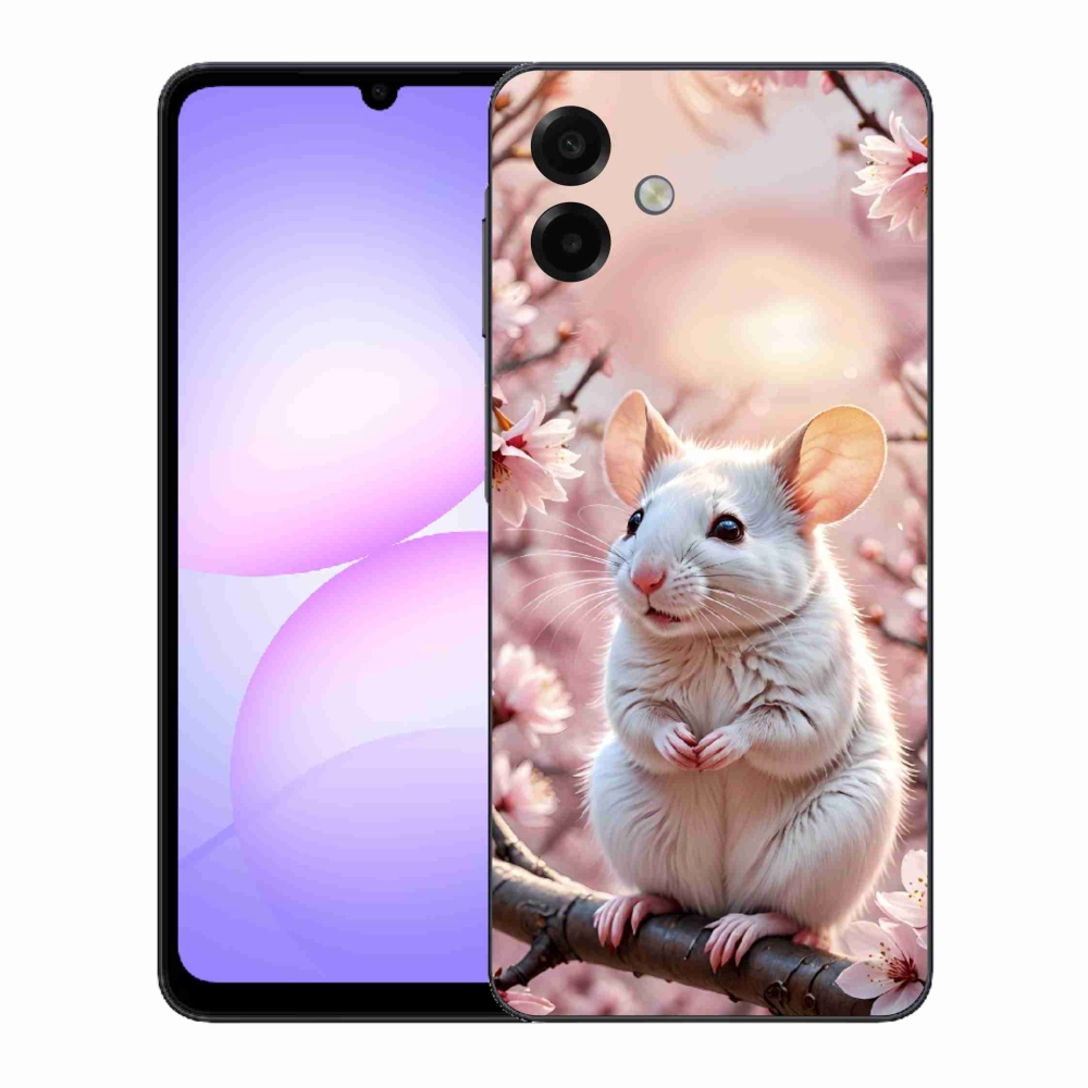 Zselés borító mmCase Samsung Galaxy A07 készülékhez - fehér egér az ágon