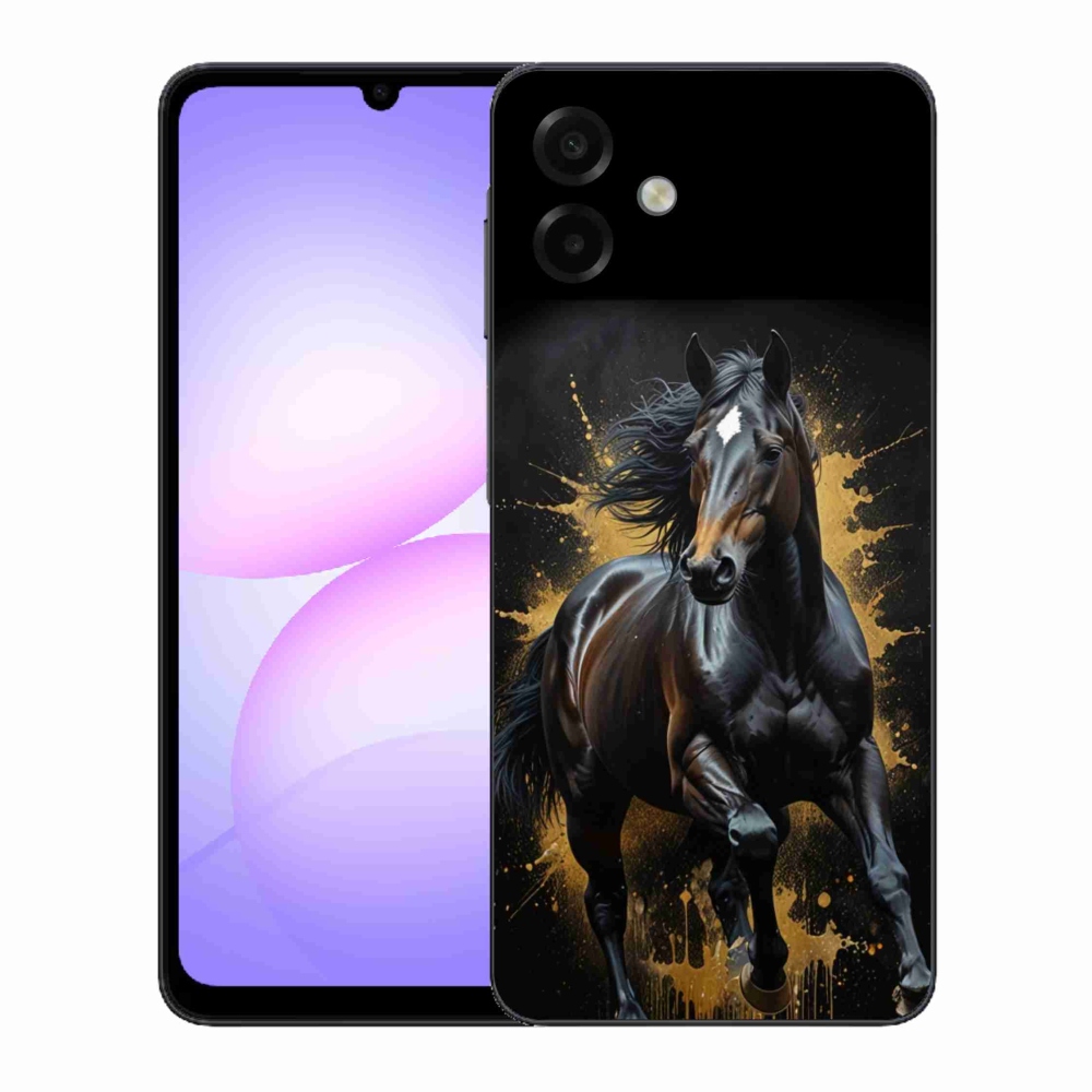 Zselés borítás mmCase Samsung Galaxy A07 készülékhez - elegáns fekete ménes