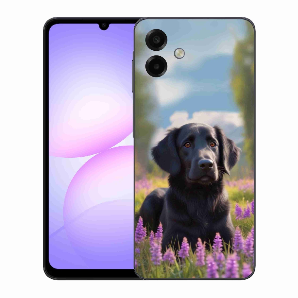 Zselés borítás mmCase Samsung Galaxy A07 készülékhez - elegáns fekete retriever