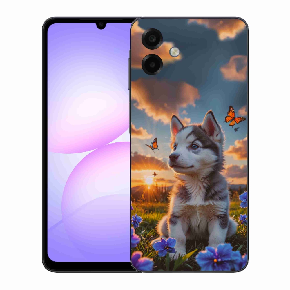Gél borítás mmCase Samsung Galaxy A07 készülékhez - husky a naplementében