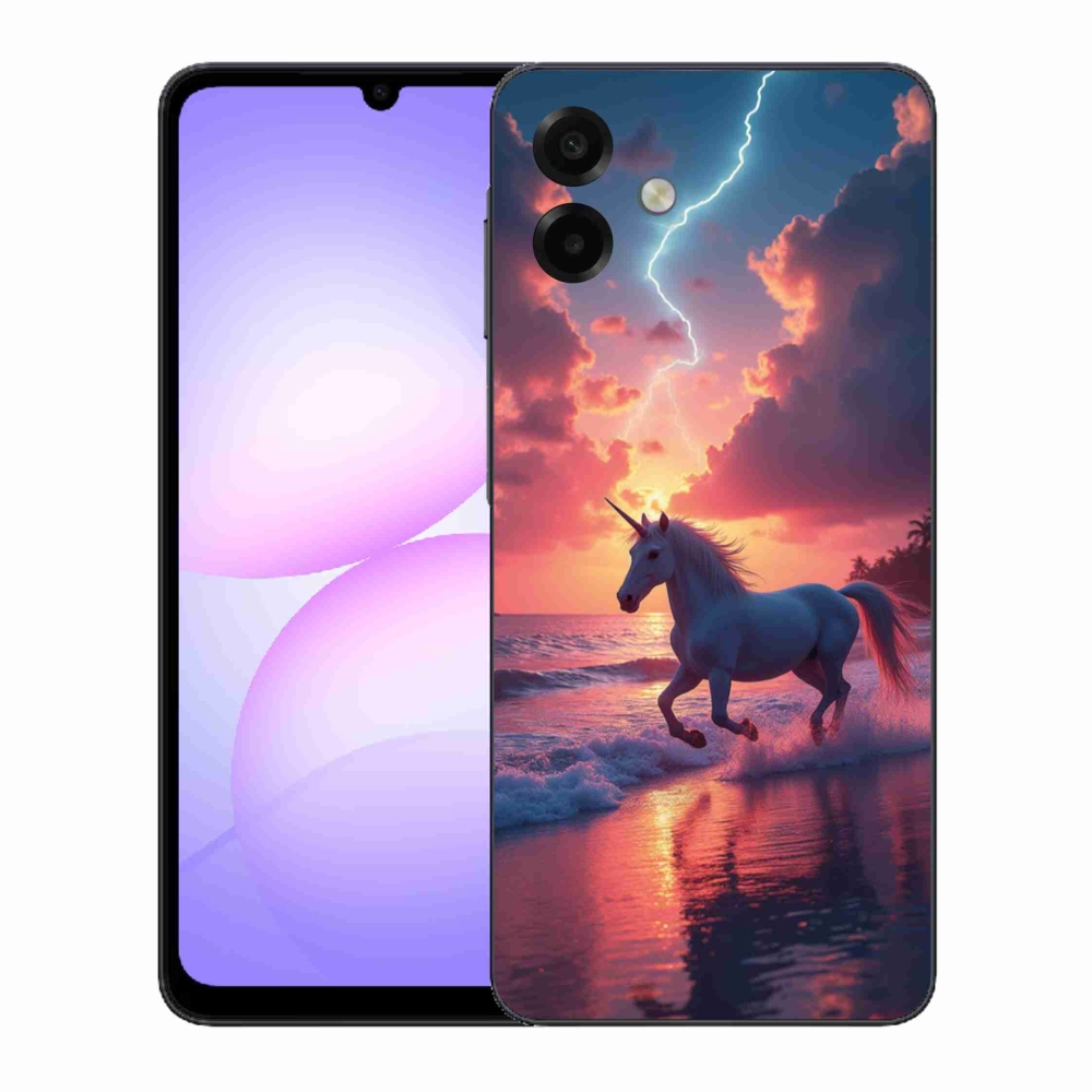 Zselés borítás mmCase Samsung Galaxy A07 készülékhez - egyszarvú a tengerparton