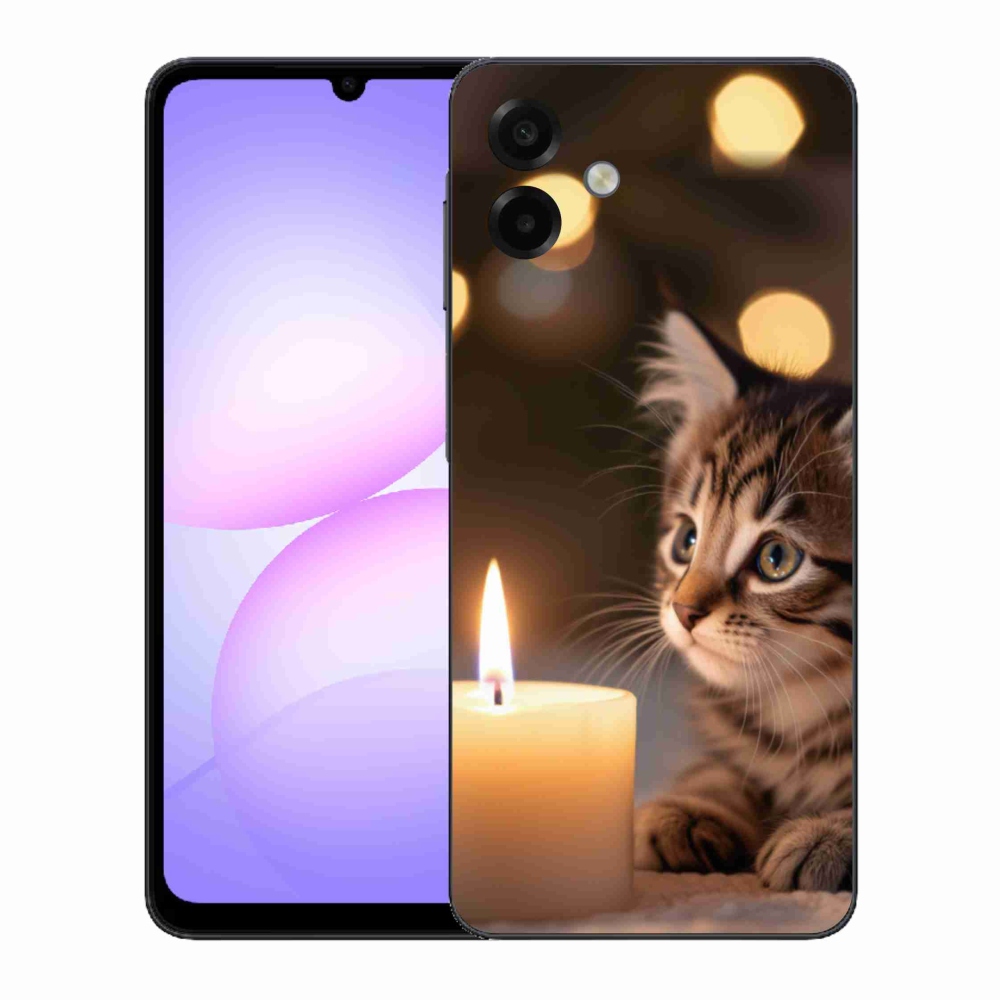 Gél borító mmCase Samsung Galaxy A07 készülékhez - cica és gyertya