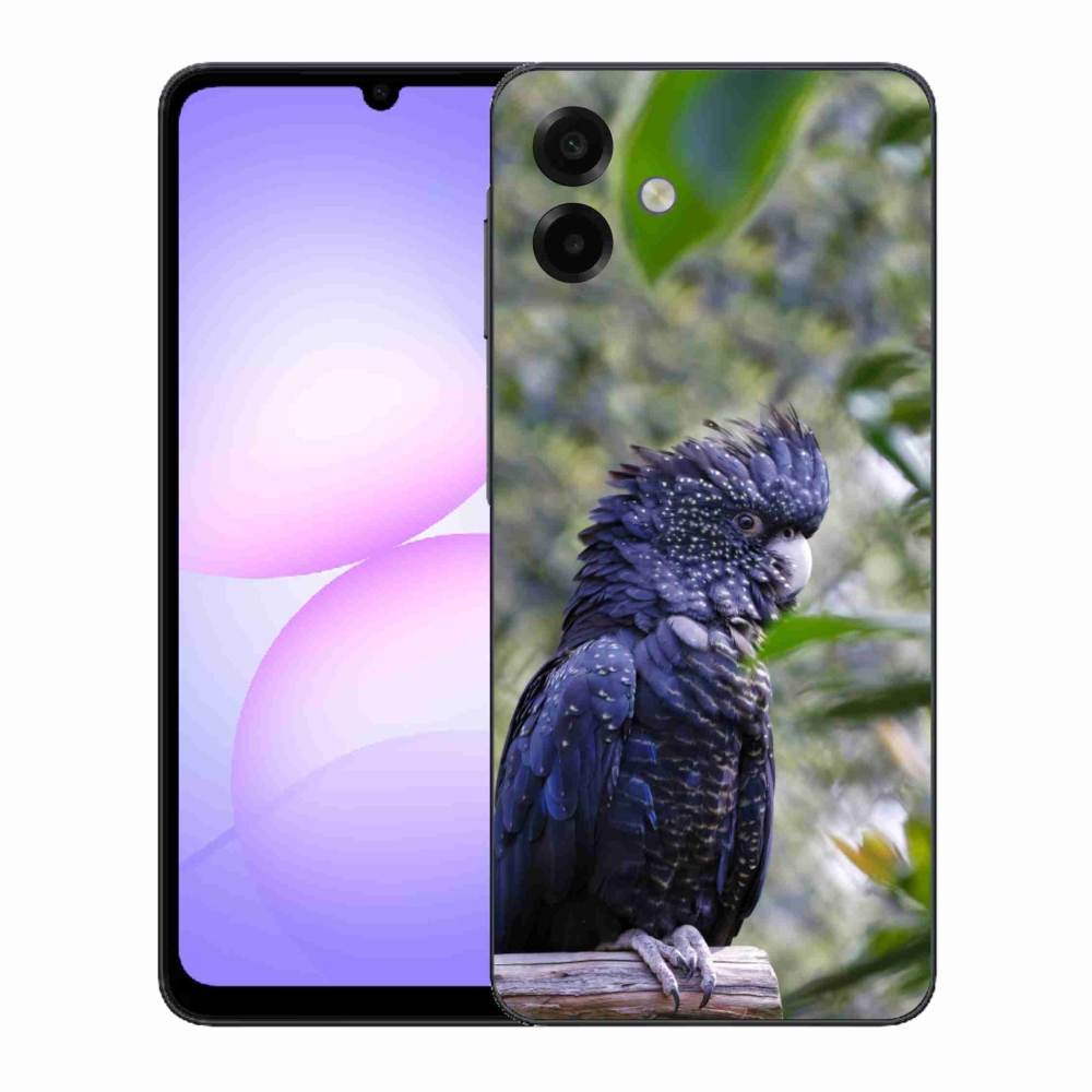 Zselés borítás mmCase Samsung Galaxy A07 készülékhez - papagáj kakadu fekete